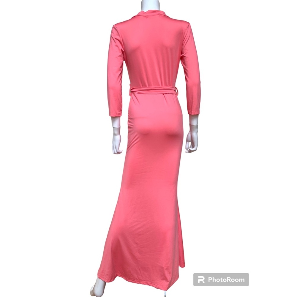 Coral pink surplice body stretch maxi dress, NWOT S - Picture 5 of 12